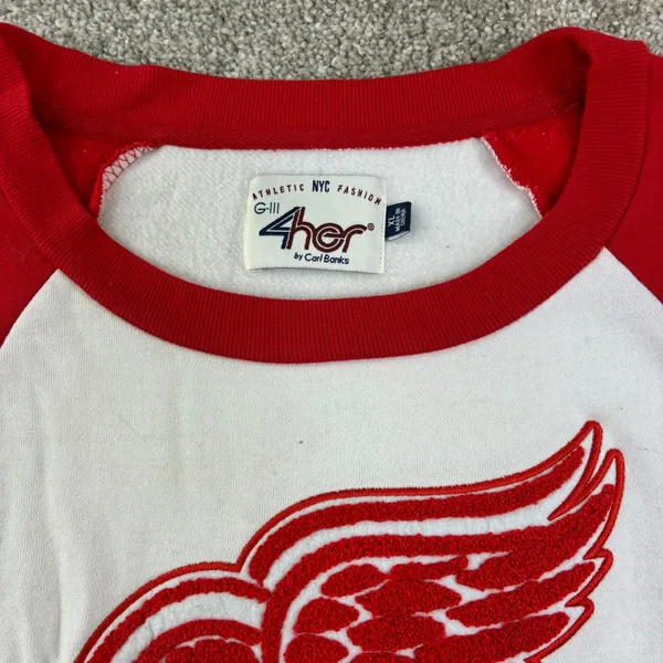 Detroit Red Wings Sweatshirt Womens L G-III 4Her NHL Fleece Chenille Logo Raglan - Image 5