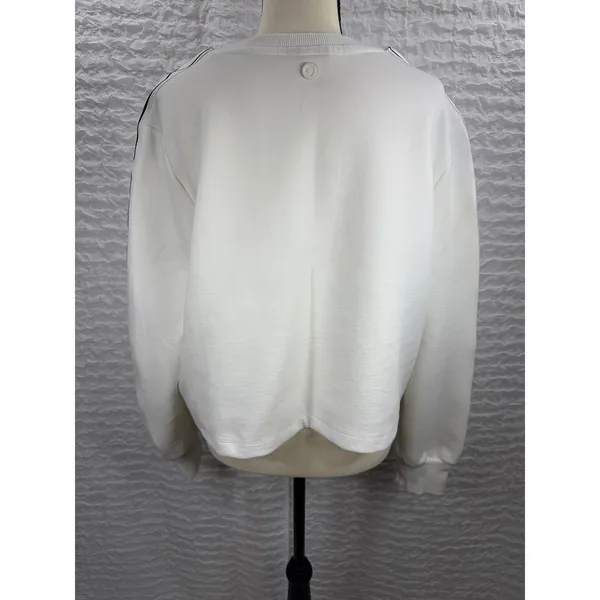 Hunter for Target Womens L White Cropped Embossed Logo Tape Sleeve Sweatshirt - Image 4