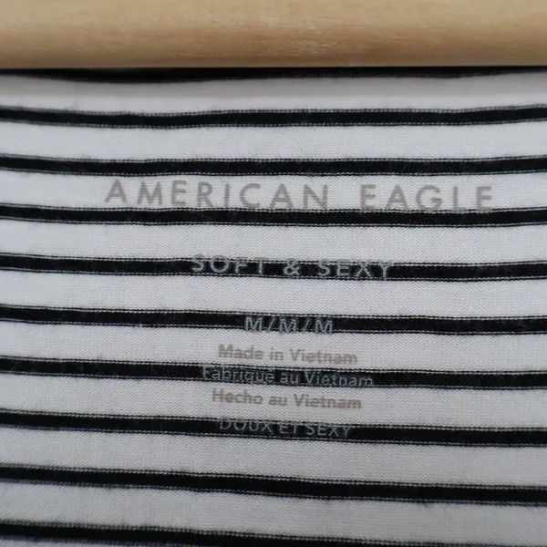 American Eagle Outfitters Soft & Sexy Tank Top Womens Medium White Black Striped - Image 3