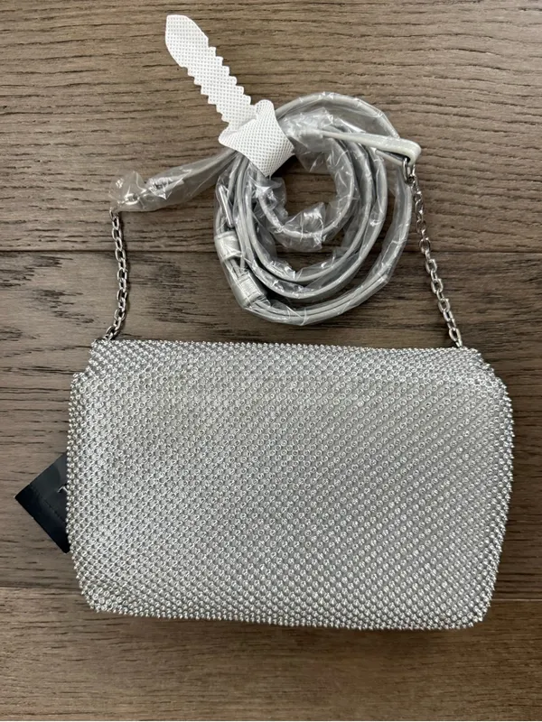 INC International Concepts Silver Crystal Mesh Mini Crossbody - Image 2