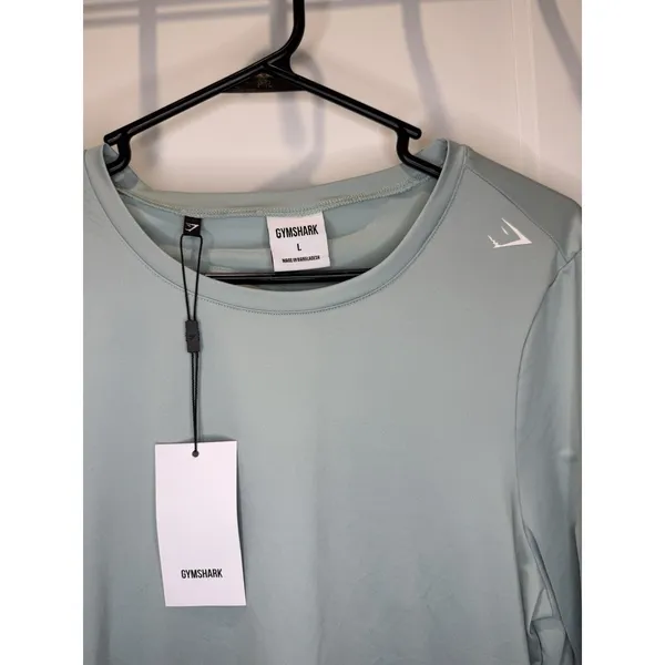 Gymshark Studio Tee Women's 3/4 Sleeve Training Workout Top Sage Green NWT Large - Image 3