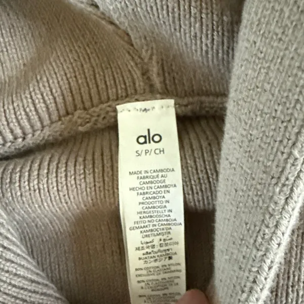 Alo Yoga Knit Hooded Sweater Scholar Size S Beige - Image 2