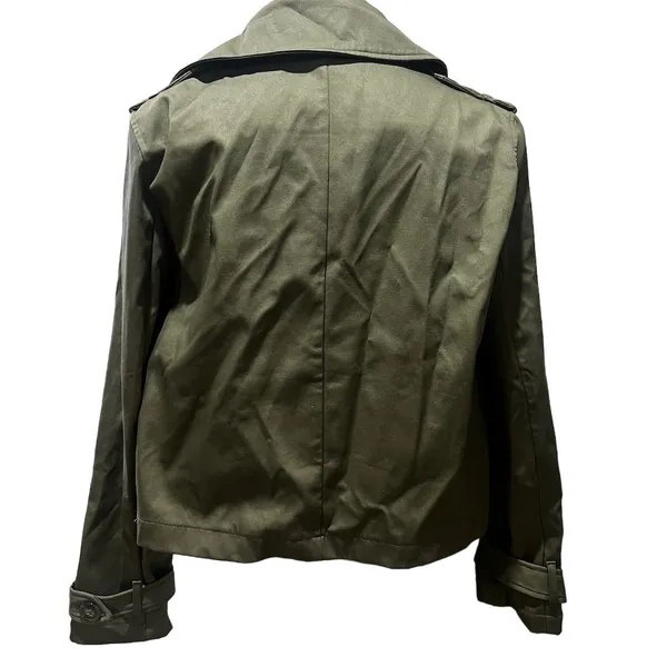 Shinestar Women's Olive Green Double-Breasted Cropped Jacket Medium - Image 8