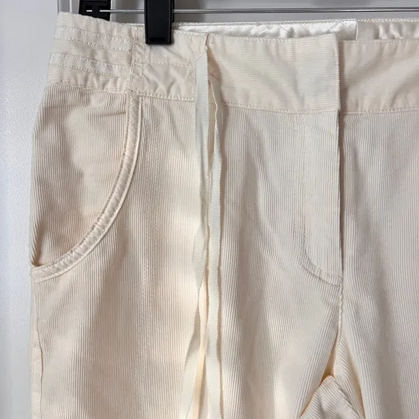 White House Black Market Ivory Cotton Corduroy Cropped Pants Women’s Size 6‎ - Image 3