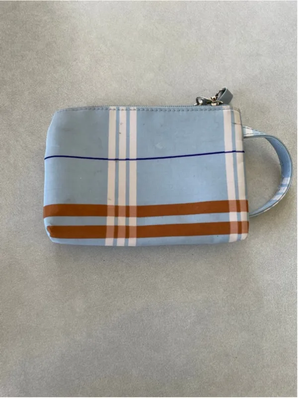 Women's Light Blue & Brown Plaid Wristlet Clutch One Size - Image 2