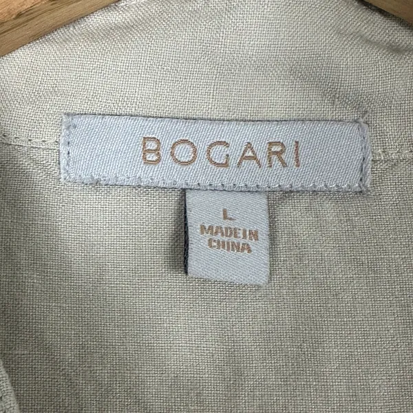 Bogari Button Down Top Womens L Cream Linen Floral Embroidered Boho Southwestern - Image 5