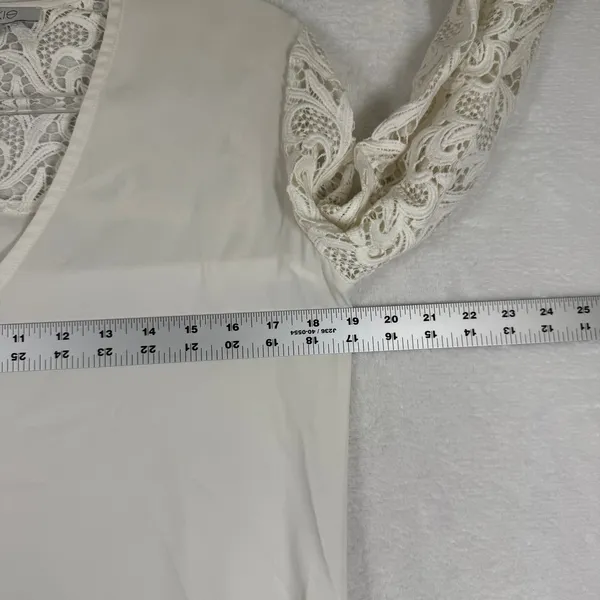 Alexis Ivory Lace Long Sleeve V-Neck Blouse Top Small White Boho Romantic USA - Image 3