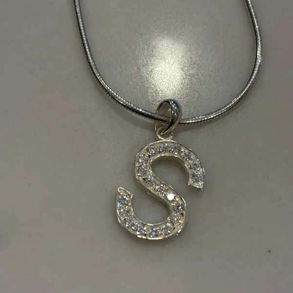 Sterling silver NWT 18” chain with rhinestone initial S - Image 2