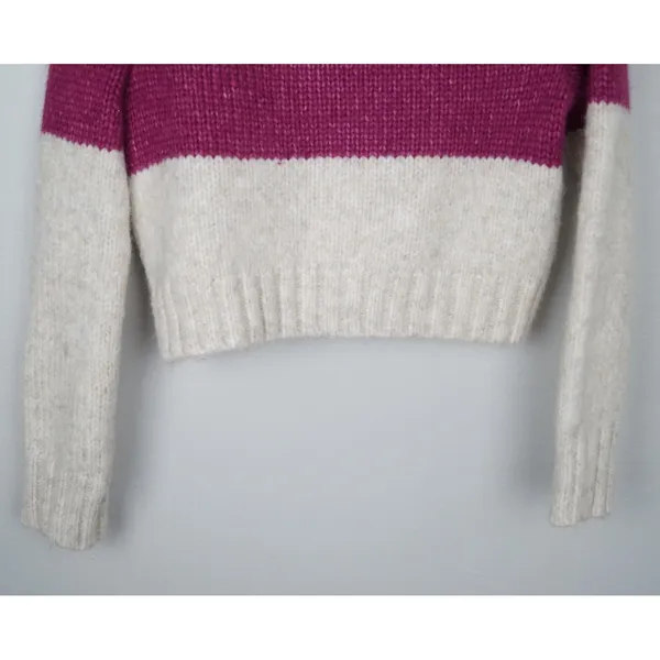 American Eagle Striped Cardigan Button Front Multicolor Pink Cream Fuzzy Size XS - Image 11