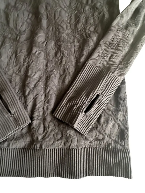 LULULEMON Womens Black Seamless Floral Zip Size 8 - Image 5