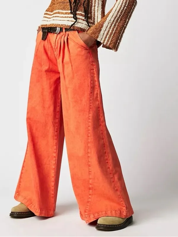 Free People We The Free Equinox Denim Jean 25 Coral Fusion Oversized Flared - Image 2