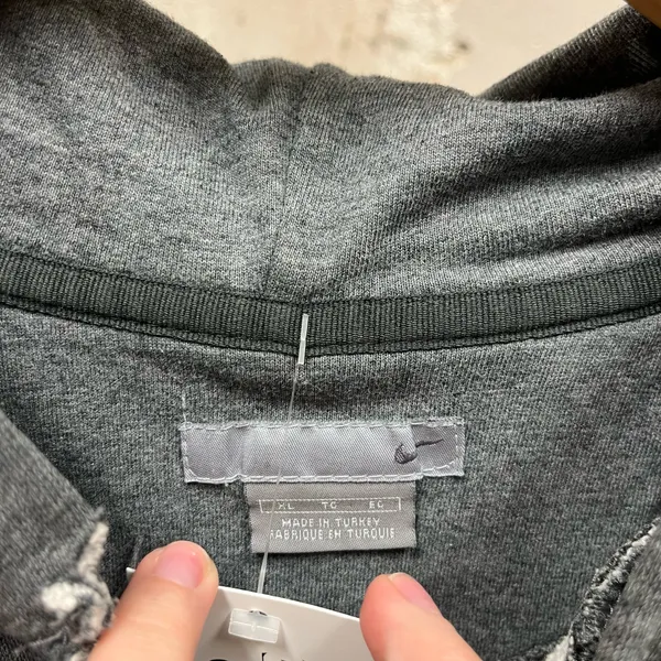 Nike Vintage Y2K Gray Embroidered Swoosh Logo Fleece Hoodie XL Gray Tag XL Gym - Image 3