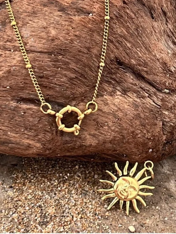 18K gold plated stainless steel Charm Holder necklace Ball Womens Jewelry - Image 6