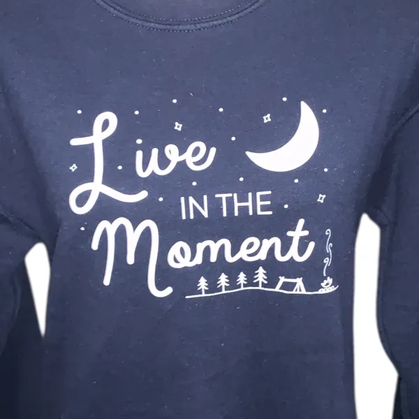 Gildan Live In The Moment Navy Graphic Pullover Sweatshirt - Image 2