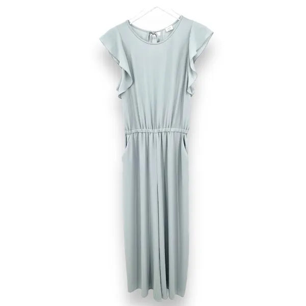 Aritzia Wilfred fleurette jumpsuit womens M ruffle sleeve cropped wide leg gray - Image 11