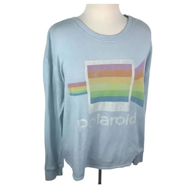 ✨Polaroid Blue Retro Light Crewneck Sz XL Blue Sweatshirt✨ - Image 3