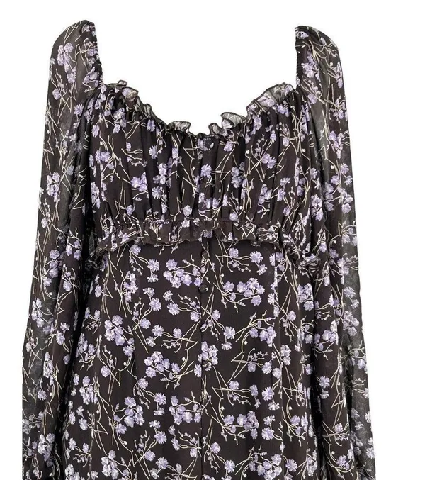 143 Story By Line Up Sz M Floral Maxi Brown Lavendor Front Slit Dress - Image 4