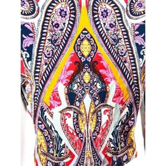 Free People Womens Paisley Lace Up Long Sleeve Bodysuit Multi Color‎ XS - Image 8