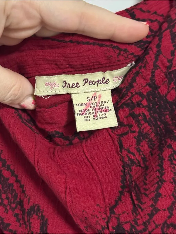 Free People Red Mini Dress with Black Lace Motif - Image 3