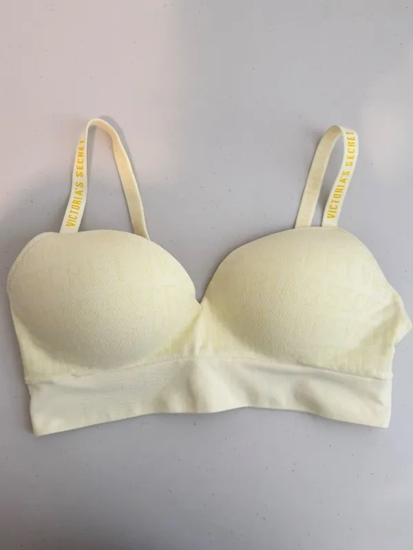 Victoria’s Secret Perfect Comfort Bralette Large Yellow Padded Logo Longline - Image 2