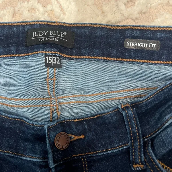 Judy Blue Straight Fit Dark Blue Denim Jeans - Image 5