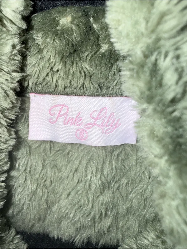 Pink Lily Olive Green Teddy Jacket - Image 3