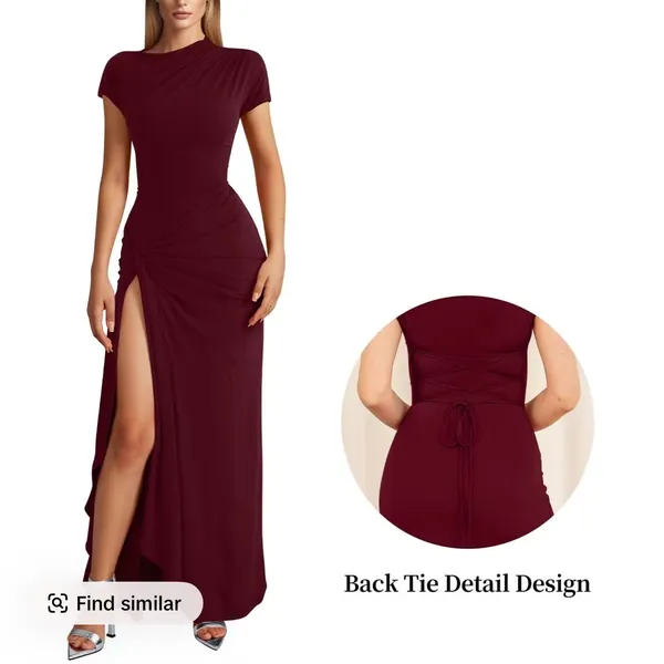 TIK TOK viral OYS dress burgundy - Image 2