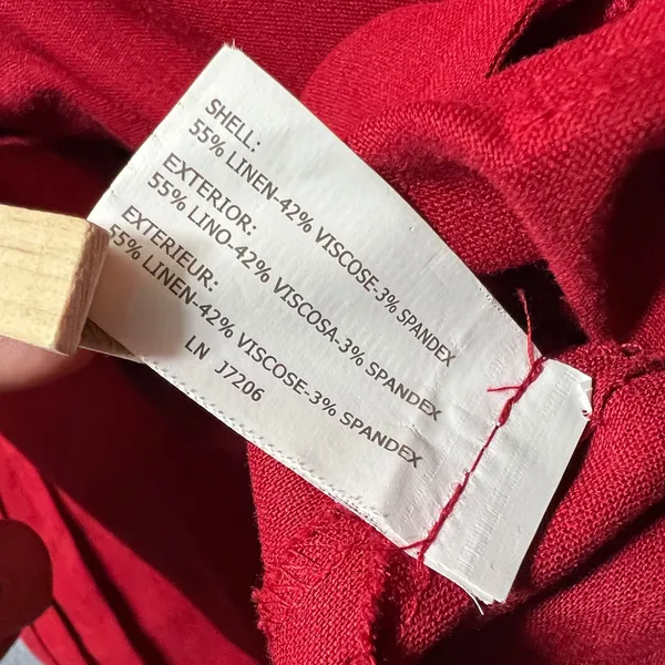INSIGHT New York Red Linen Blend‎ Button Front Belted Blazer Jacket Size 12 - Image 6