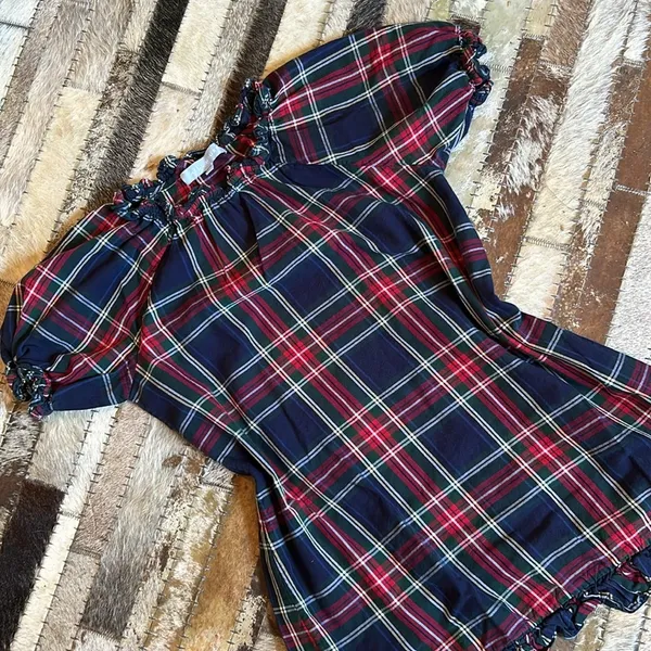 Hill‎ House Katherine Tartan Plaid Holiday Mini Nap Dress Navy Size XS - Image 5