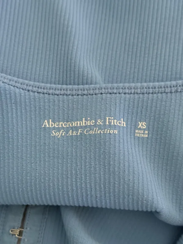 Abercrombie & Fitch Soft A&F Collection Blue Ribbed Hook and Eye Tank Bodysuit - Image 4
