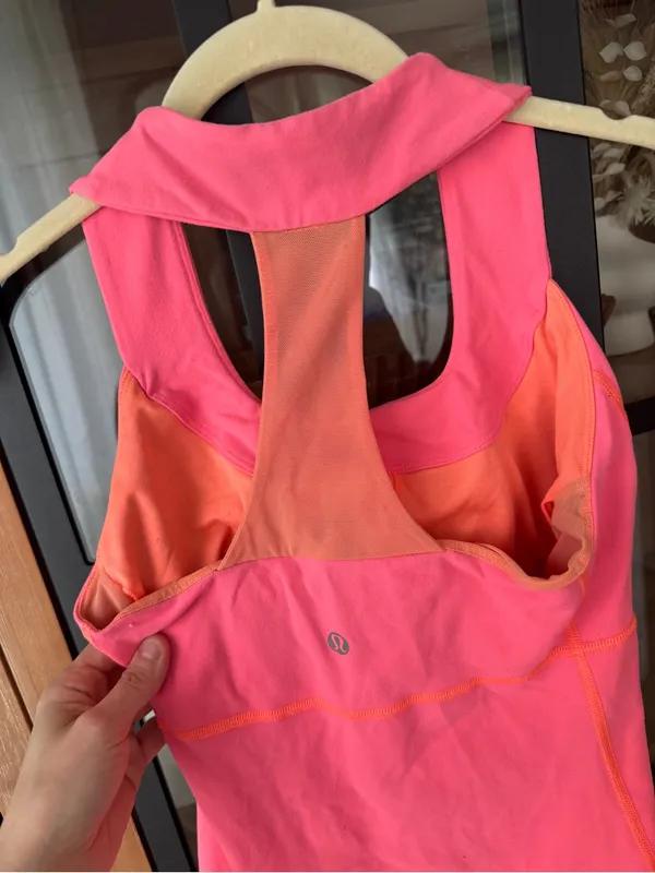 Lululemon Scoop Neck Tank top Luon Neon Flare mesh sports bra racerback - Image 5