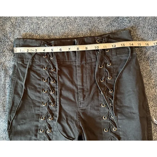 A.L.C. Kingsley Lace-Up Pants Size 6 Black ASO Kim K. Cropped High Rise Grunge‎ - Image 7