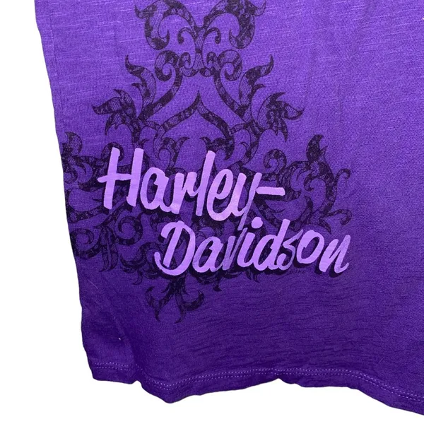 Harley-Davidson Biker V‎ Neck Tee Purple Small - Image 2