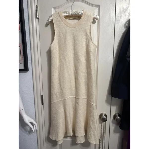 Knitted & Knotted Anthropologie Wool Drop Waist Sweater Dress Flounce Minimalist - Image 2