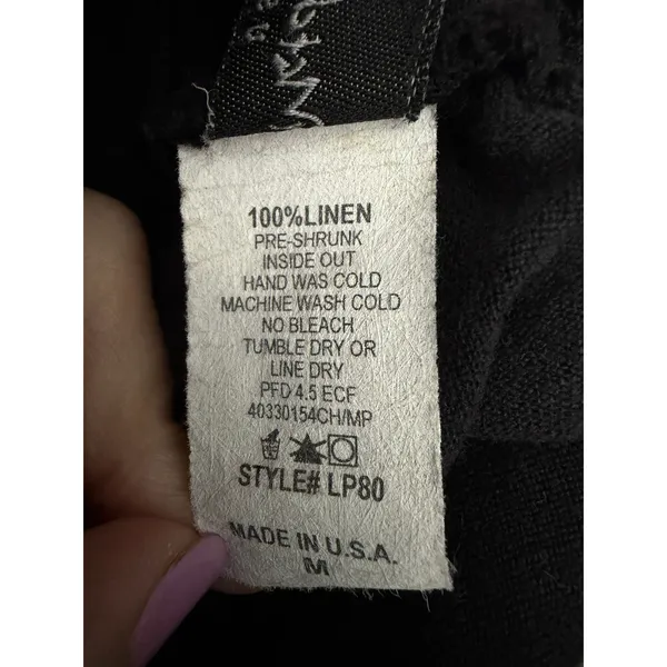 Match Point Pants Womens Medium 100% Linen Straight Leg Black Pockets #III11-1 - Image 3