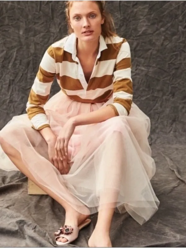 NWT J.Crew Collection Tulle Ball Skirt in Gold Sparkle Ribbon Belted Midi 6 - Image 3