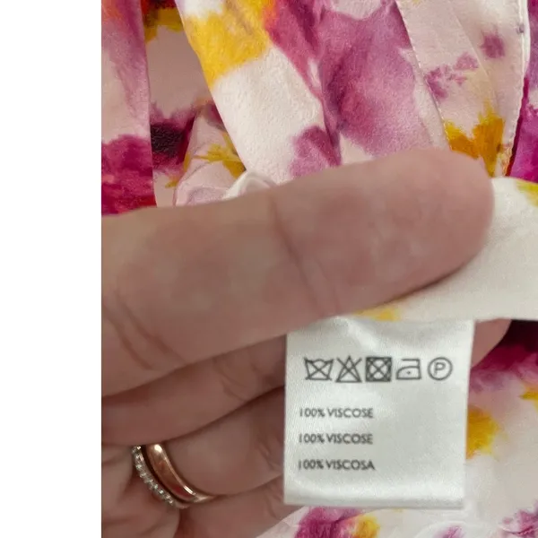 Anthropologie Tie Dye Kimono Open Front Pink Yellow White Bohemian Cover‎ Up - Image 6