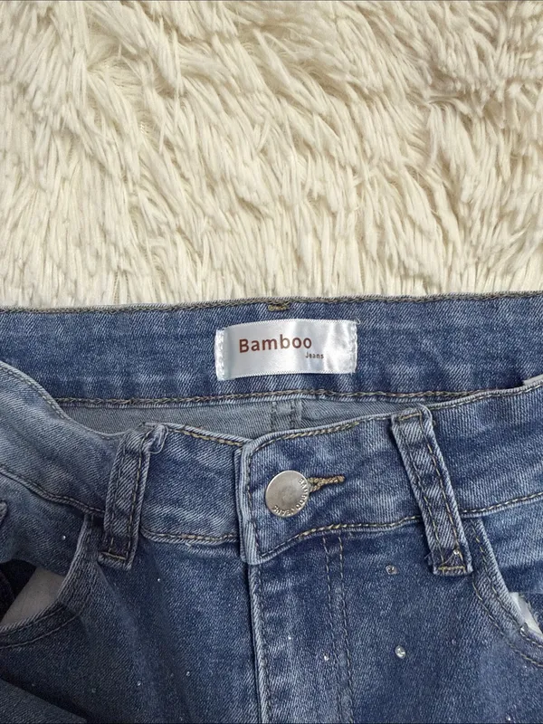 Bamboo Rhinestone Embellished Jeans Blue Size undefined - Image 4
