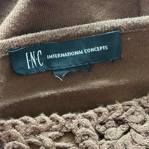 INC Brown Textured Crochet Knit Top Earthy Boho Whimsigoth Style - Size S - Image 6