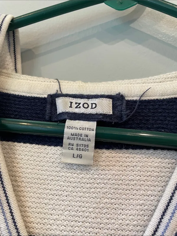 IZOD Navy blue and white stripe long sleeve hooded top - Image 2