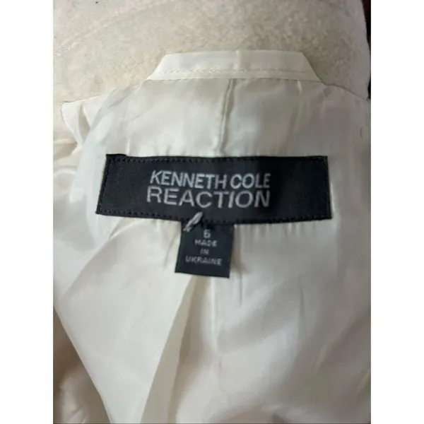 Kenneth Cole reaction cream colored military style wool coat size 6 pea coat - Image 6