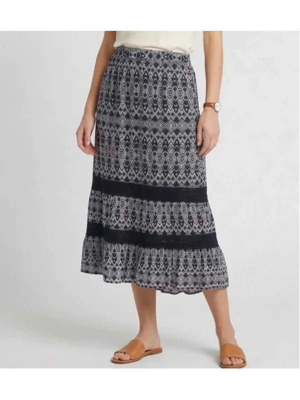 Faded Glory Maxi Skirt Women's Size XL Black White No Belt - Image 5