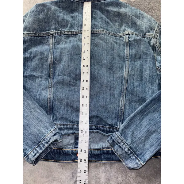 Old Navy‎ Denim Jacket Womens Boyfriend Distressed Blue Size Large - Image 7