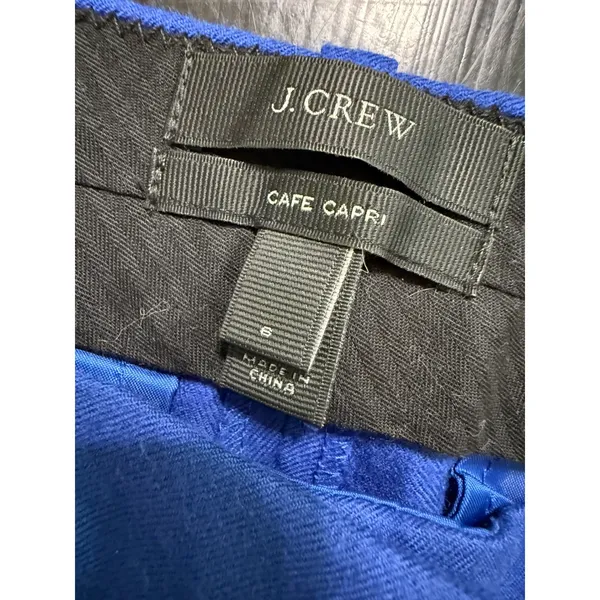 J.Crew Cafe Capri Royal Blue‎ 100% Wool Ankle Pants Navy Hem 11008 Womens 6 - Image 4