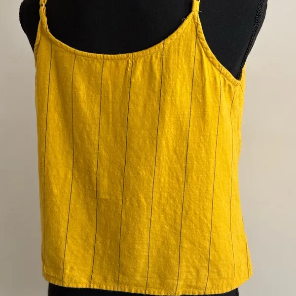 Dizzier Yellow with Black Stripes Thin Adjustable Straps Crop Top Size M Size M - Image 9