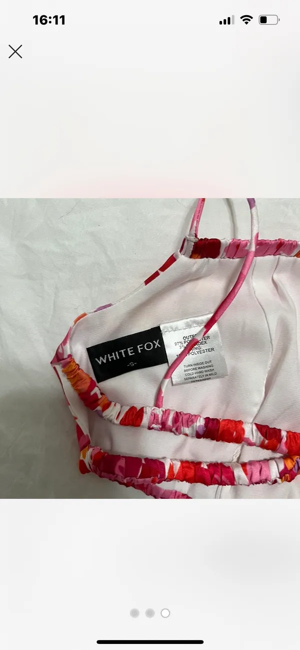 White Fox Boutique satin floral crop top - Image 3
