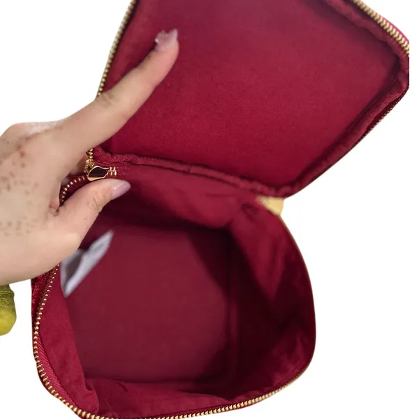 Sézane Crushed Red Velvet Cotton Lined Tassel Zipper Travel Case - Image 9