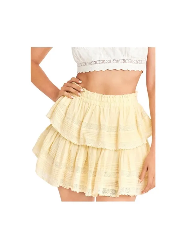 LoveShackFancy Ruffle Mini Skirt in yellow NWOT - Image 3