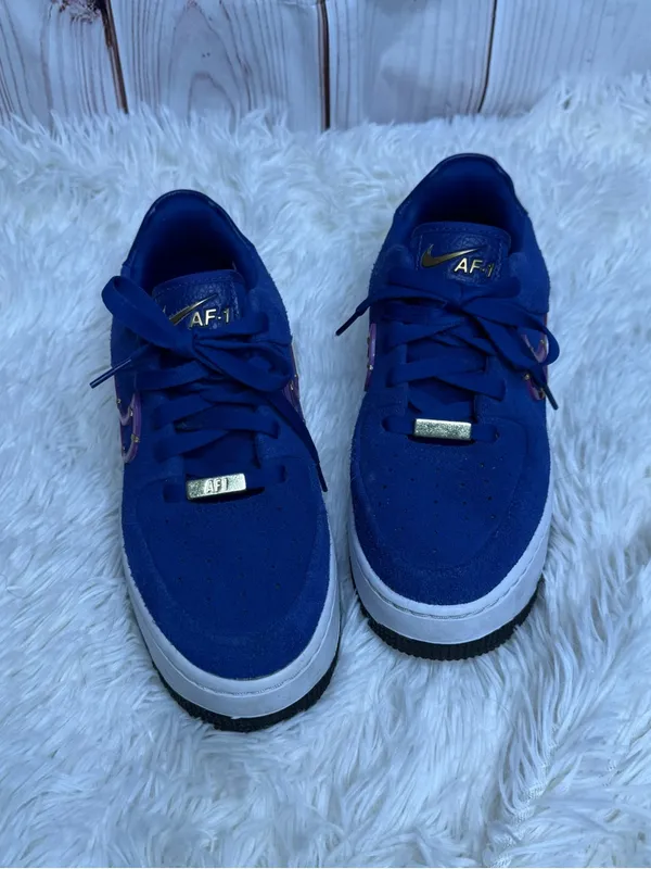 Nike Air Force 1 Sage Low LX Deep Royal Blue Suede Sneakers - Image 3