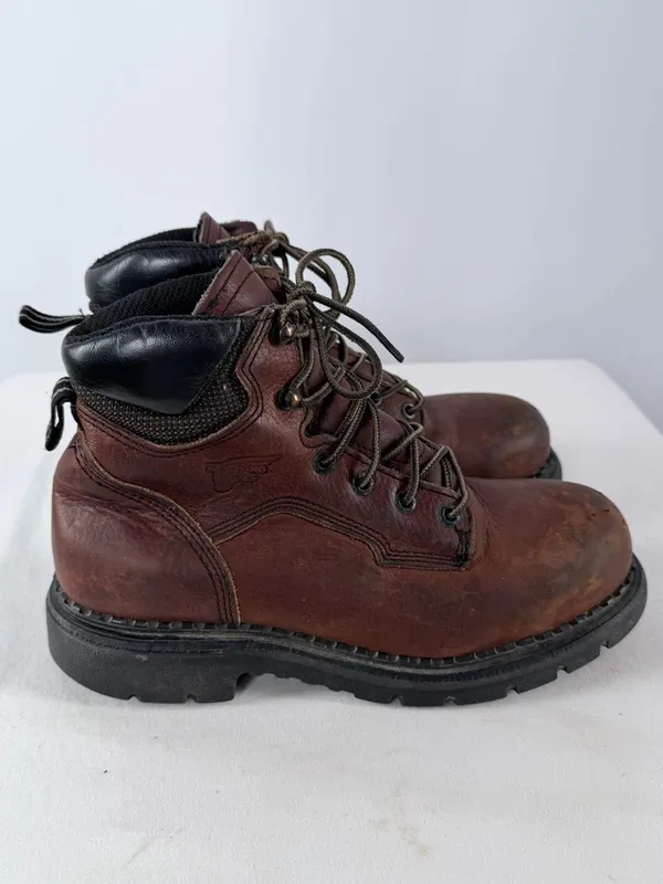 Red Wing Shoes‎ Leather Lace-Up Work Boots in Brown Size 8 Woman's - Image 4